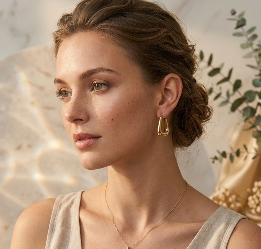 Geometric Gold Hoop Earrings 4