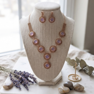 lavender stone necklace set with matching earrings by Manadh Jewels