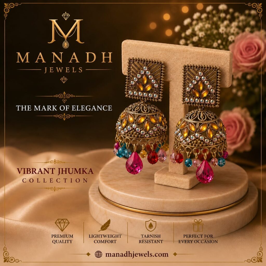 Jhumka multicolor manadh jewels