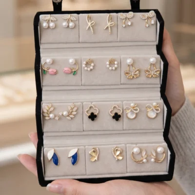 Gold earrings set for women with pearl, floral and butterfly designs