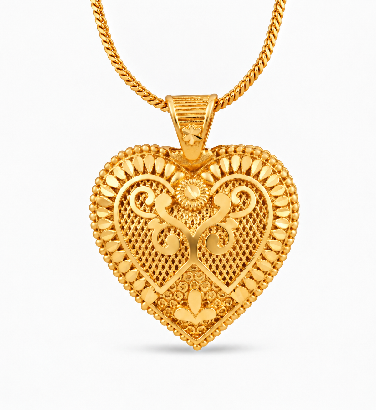 Ornate Gold Filigree Heart Pendant Necklace 1 gold heart pendant necklace with intricate filigree design